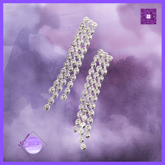 Textured Linear Triple-Strand Brass Dangle Earrings