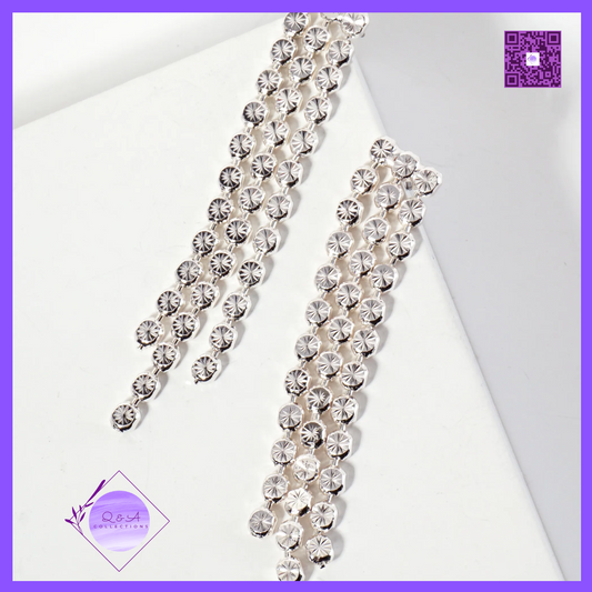 Textured Linear Triple-Strand Brass Dangle Earrings