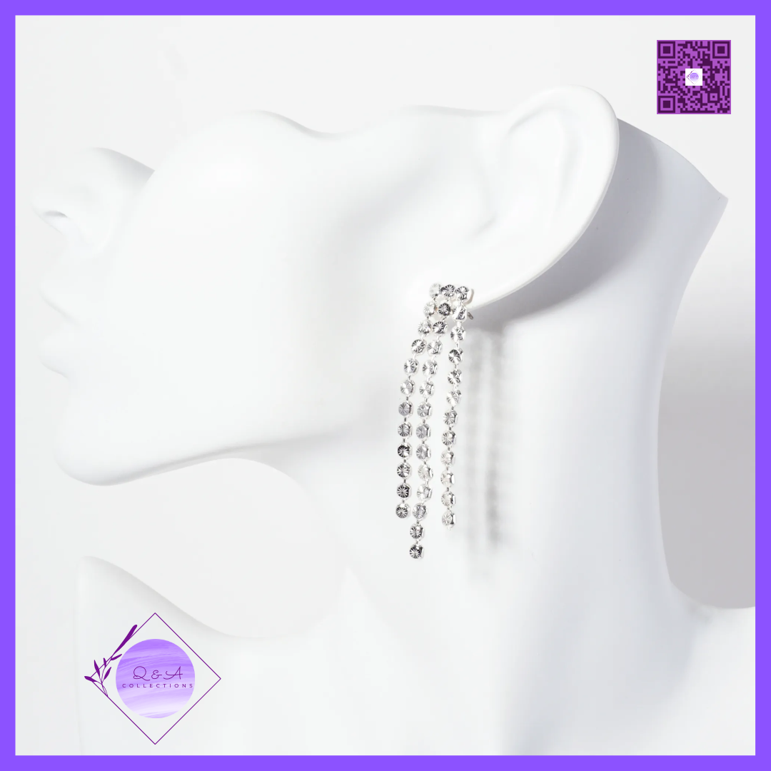 Textured Linear Triple-Strand Brass Dangle Earrings