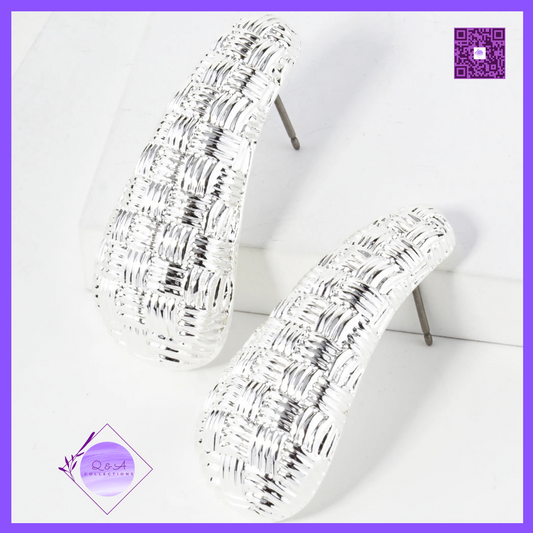 Woven Textured Teardrop Post Earrings