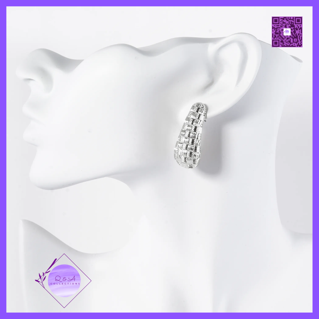 Woven Textured Teardrop Post Earrings