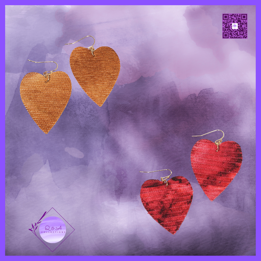 Leatherette Heart Dangle Drop Earrings