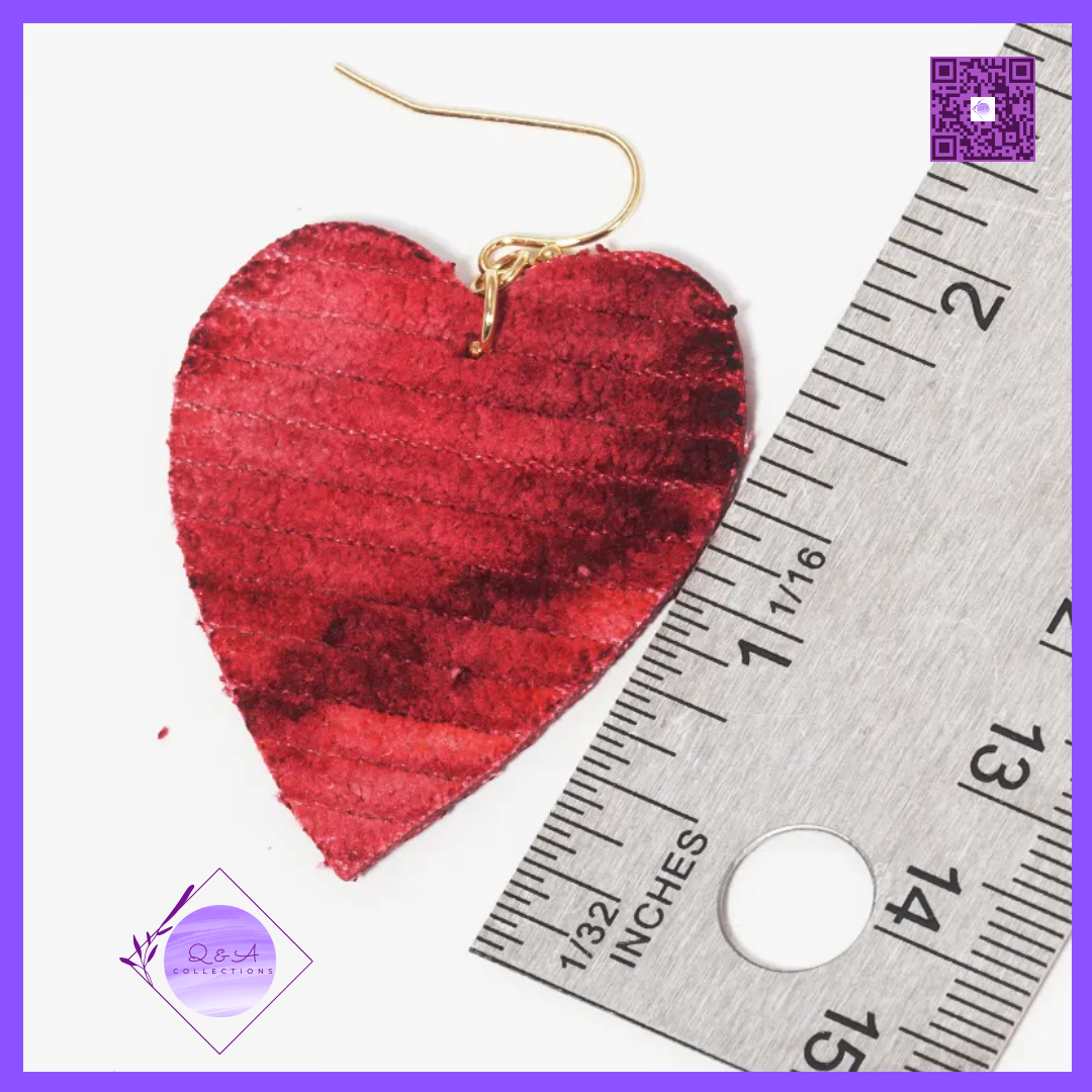 Leatherette Heart Dangle Drop Earrings
