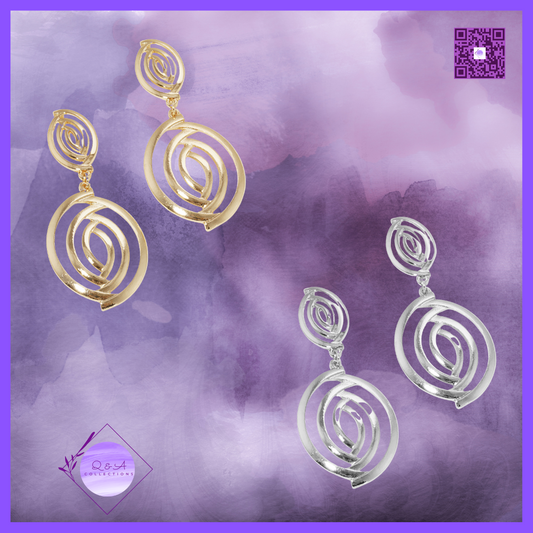 Metal Swirl Spiral Post Drop Earrings