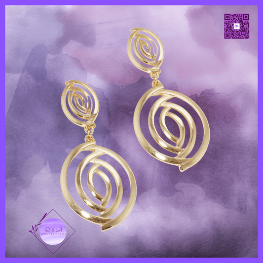 Metal Swirl Spiral Post Drop Earrings