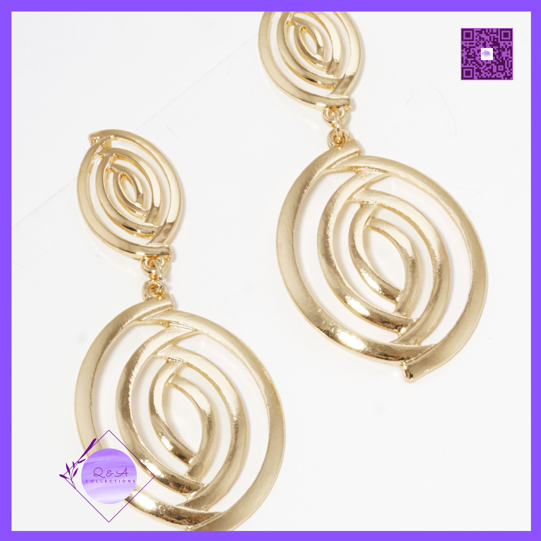 Metal Swirl Spiral Post Drop Earrings