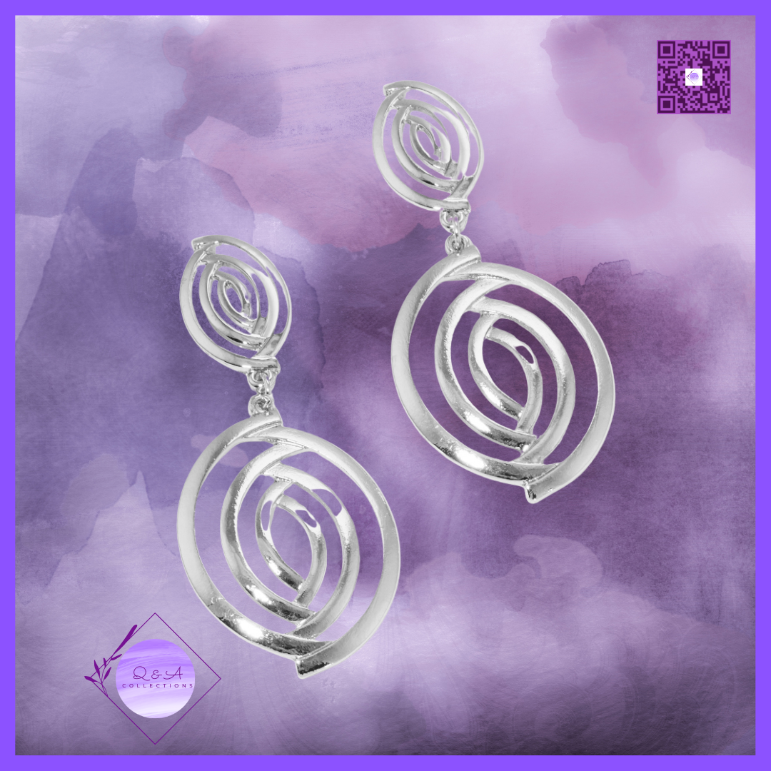 Metal Swirl Spiral Post Drop Earrings