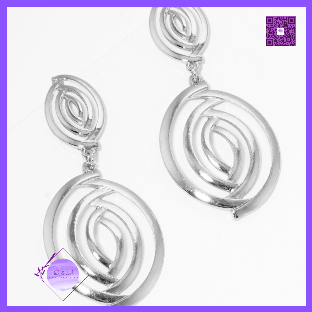 Metal Swirl Spiral Post Drop Earrings