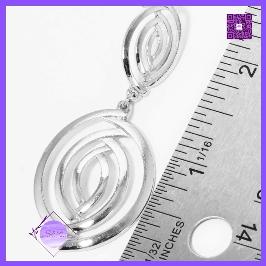 Metal Swirl Spiral Post Drop Earrings