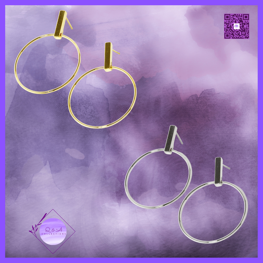 18K Gold Dipped Brass Door Knocker Sterling Silver Post Dangle Earrings