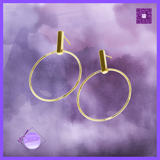 18K Gold Dipped Brass Door Knocker Sterling Silver Post Dangle Earrings