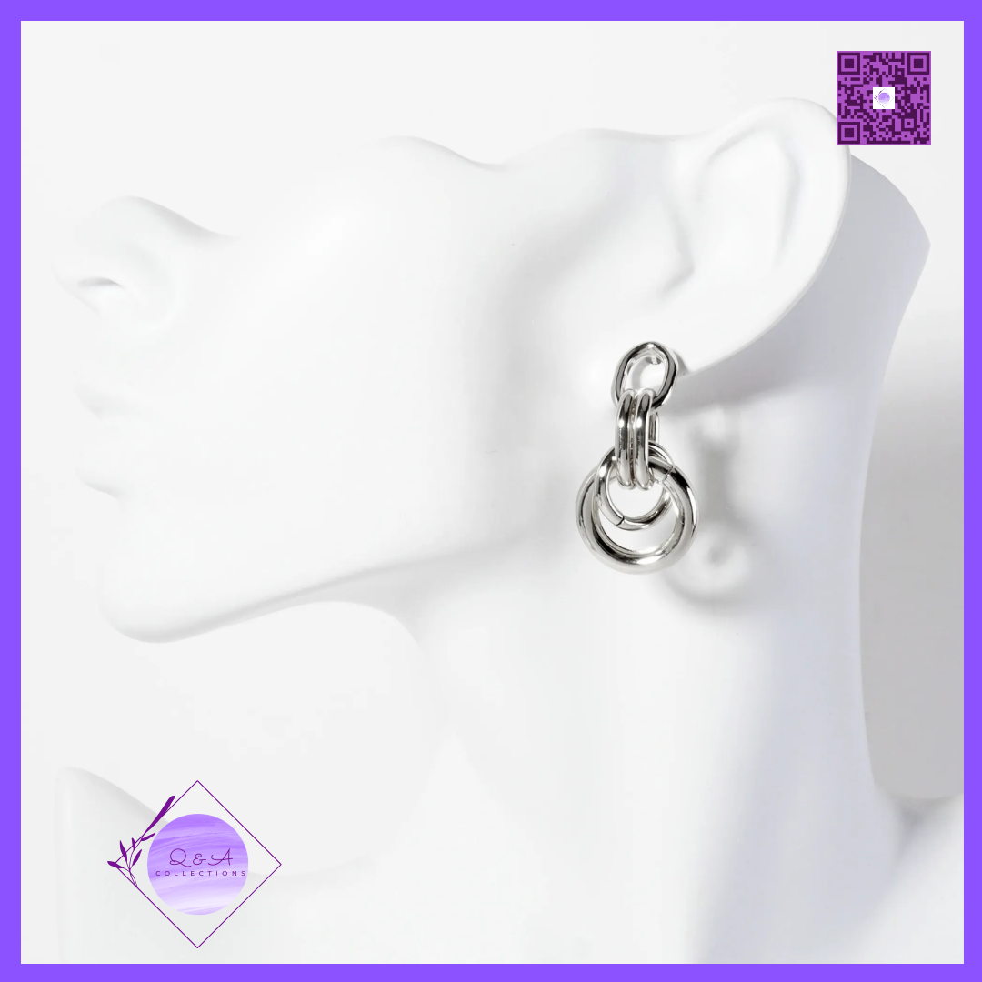 Polished Brass Interlocking Circles Drop 18K-Gold-Dipped Earrings