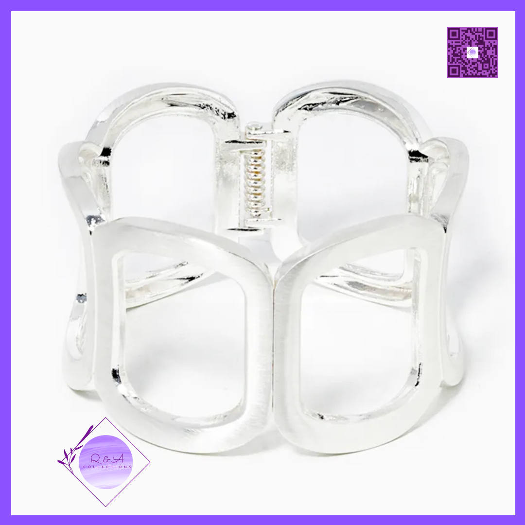 Satin Metal Wide Openable Bangle Bracelet (Silver)