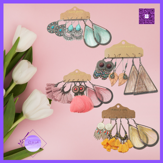 Ethnic Sundry Color Feather Tassel Earrings