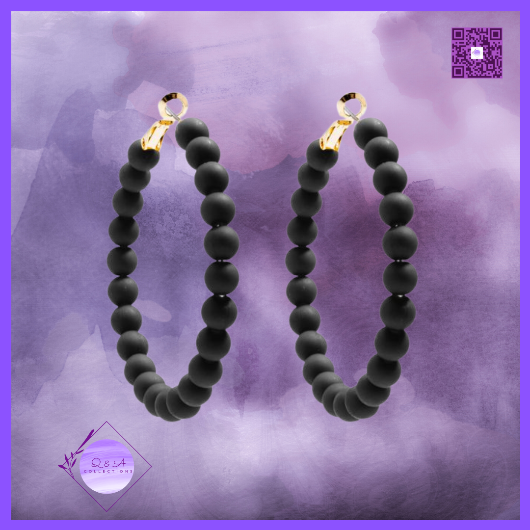 Matte Beaded Hoop Earrings