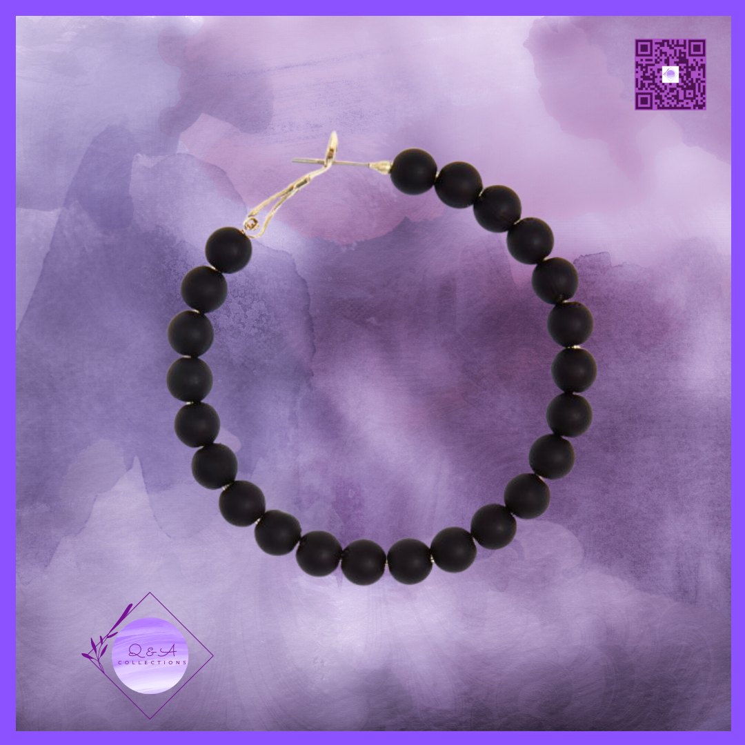 Matte Beaded Hoop Earrings