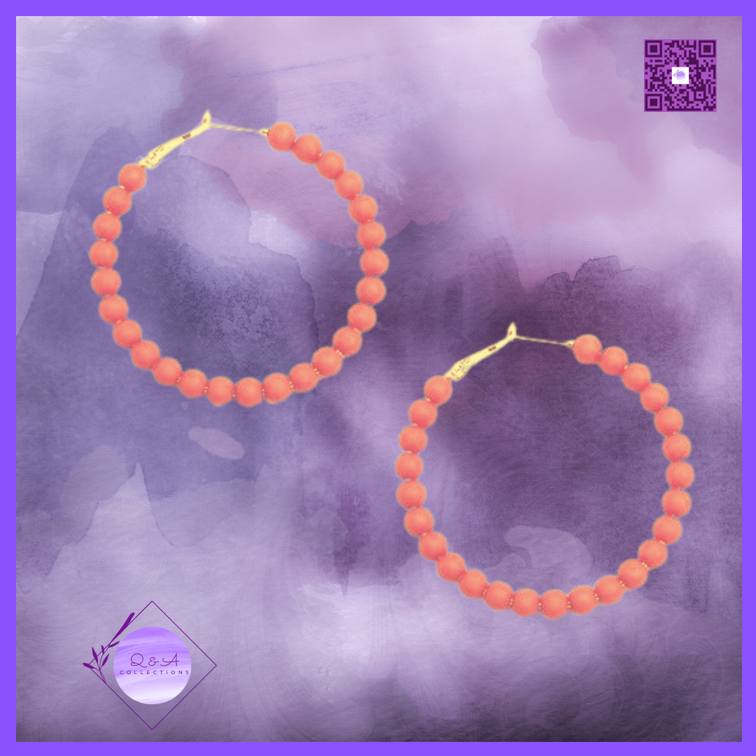 Matte Beaded Hoop Earrings