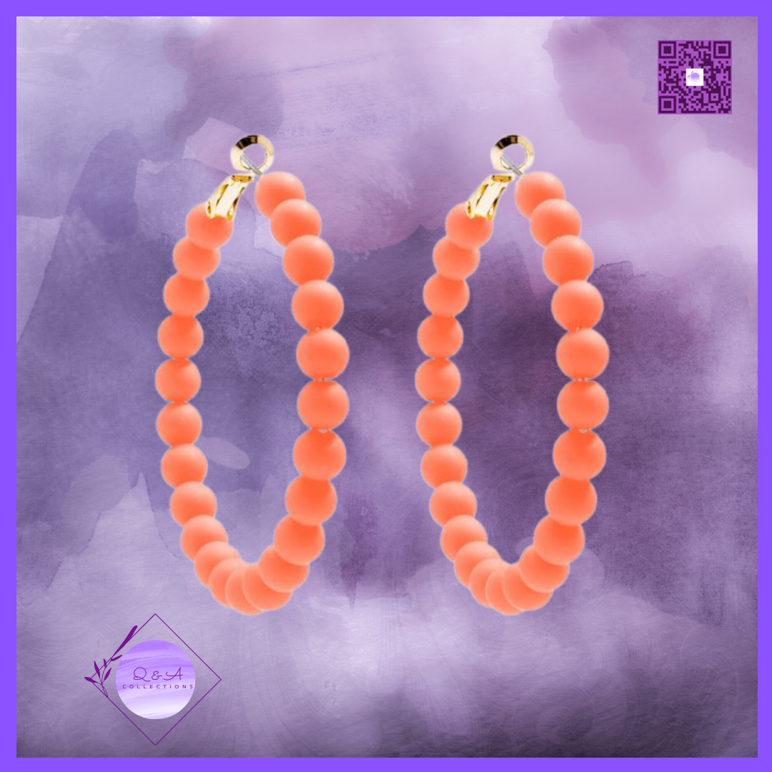 Matte Beaded Hoop Earrings