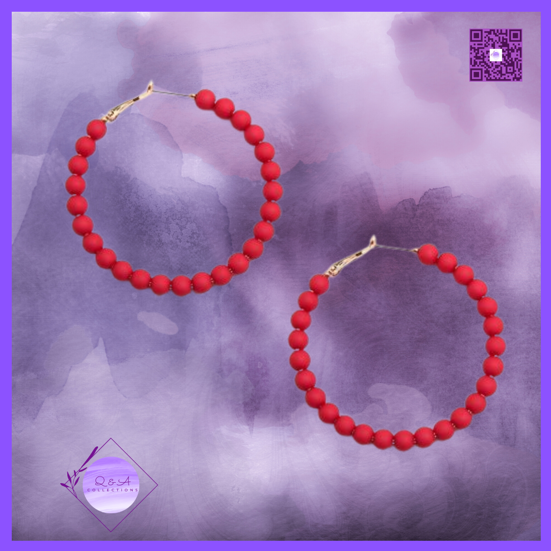 Matte Beaded Hoop Earrings