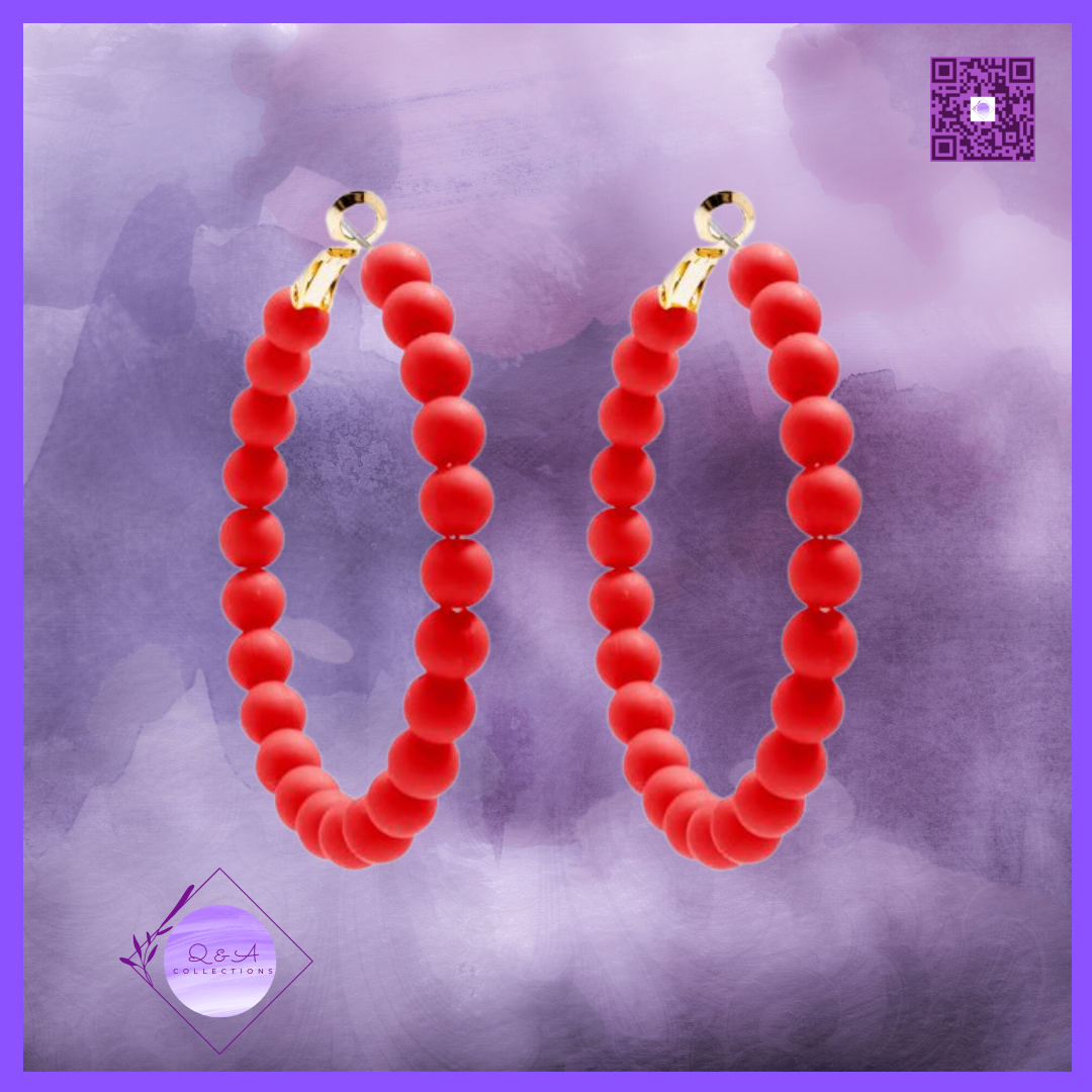 Matte Beaded Hoop Earrings