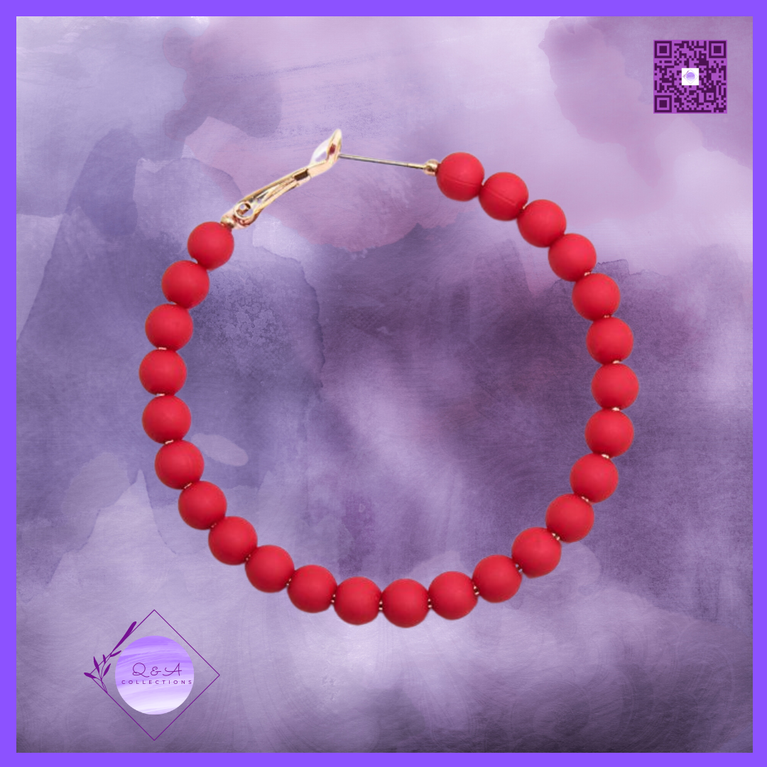 Matte Beaded Hoop Earrings