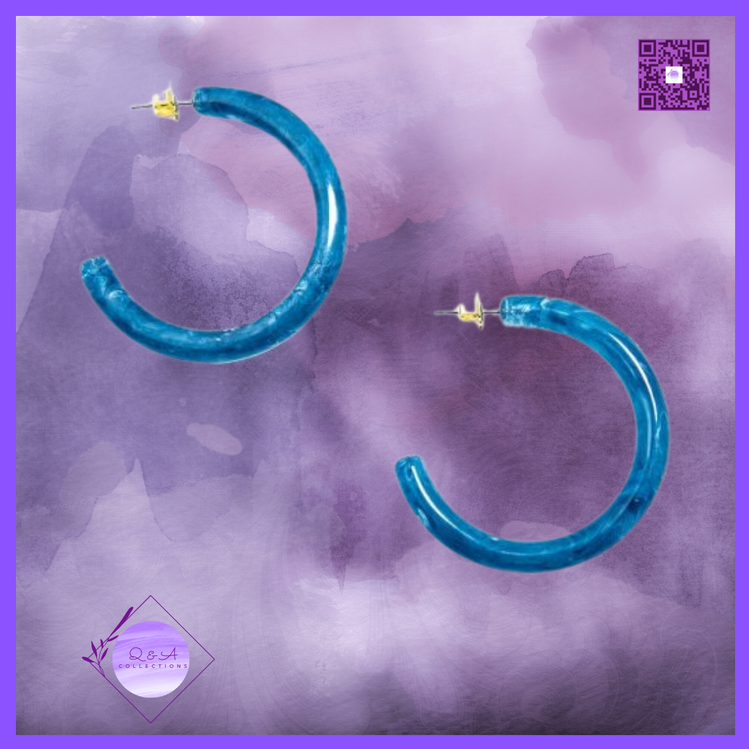 Semi-Translucent Marbled Hoop Earrings