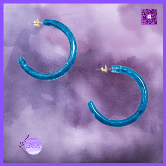 Semi-Translucent Marbled Hoop Earrings