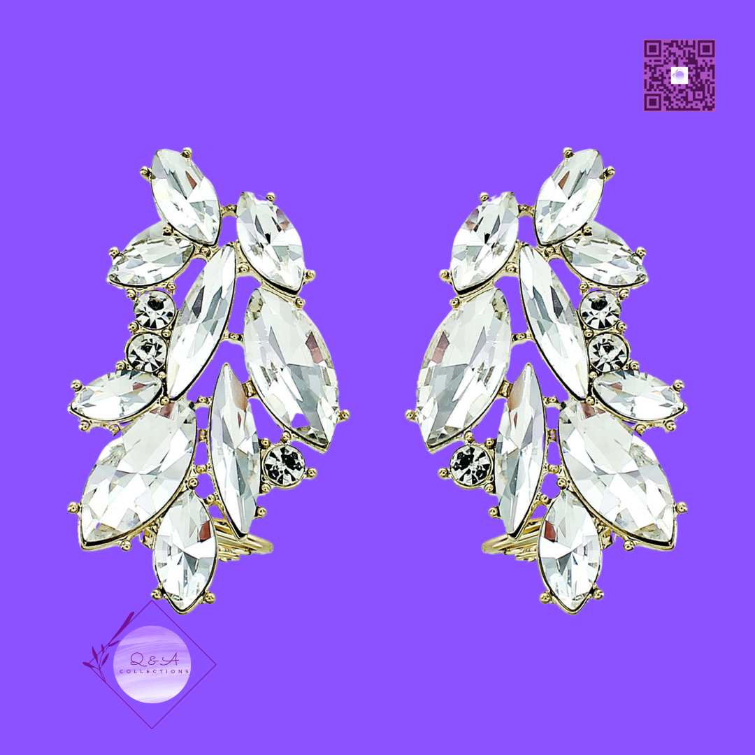 Pave Vintage Leaf Post Earrings