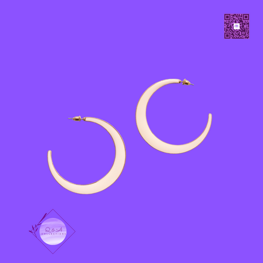 Reversible Tan Enamel Hoop Earrings