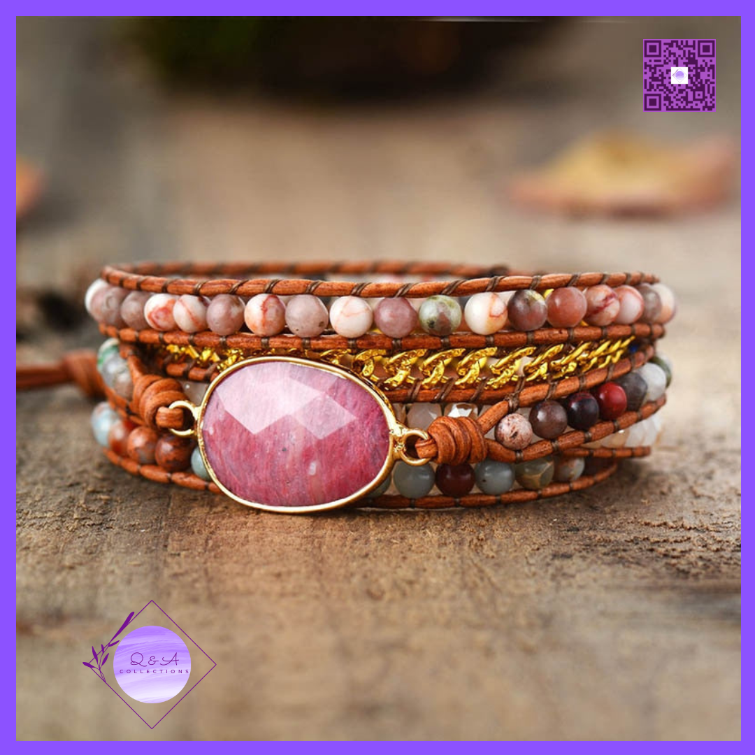 Leather Wrap Bracelets (Red)