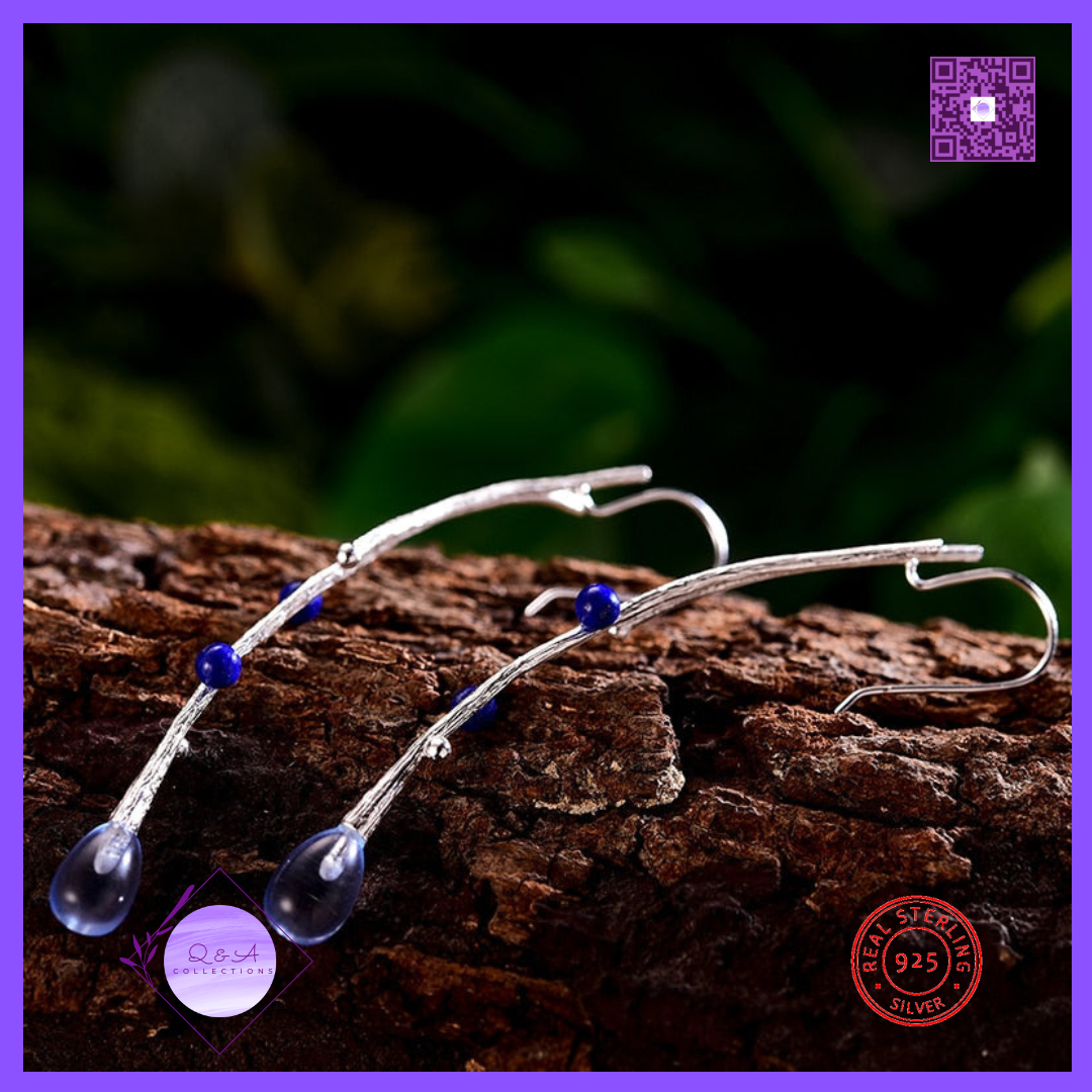 925 Sterling Silver Ethnic Tree Branch Dangle Earrings