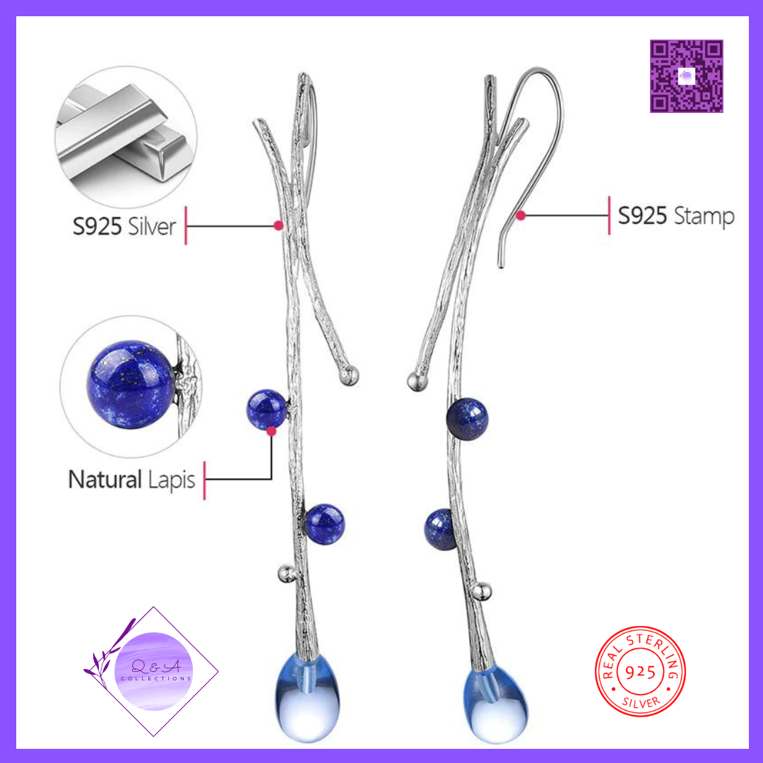925 Sterling Silver Ethnic Tree Branch Dangle Earrings