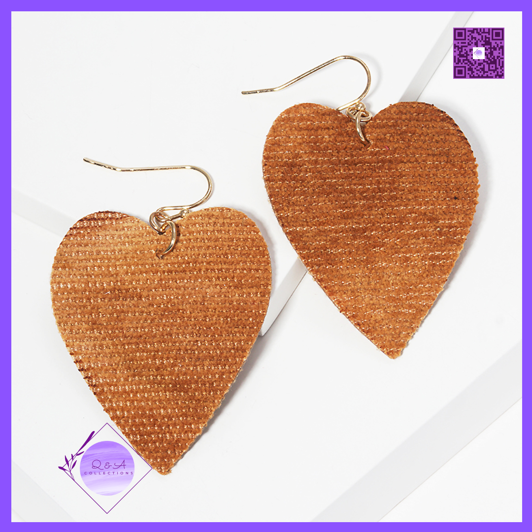 Leatherette Heart Dangle Drop Earrings