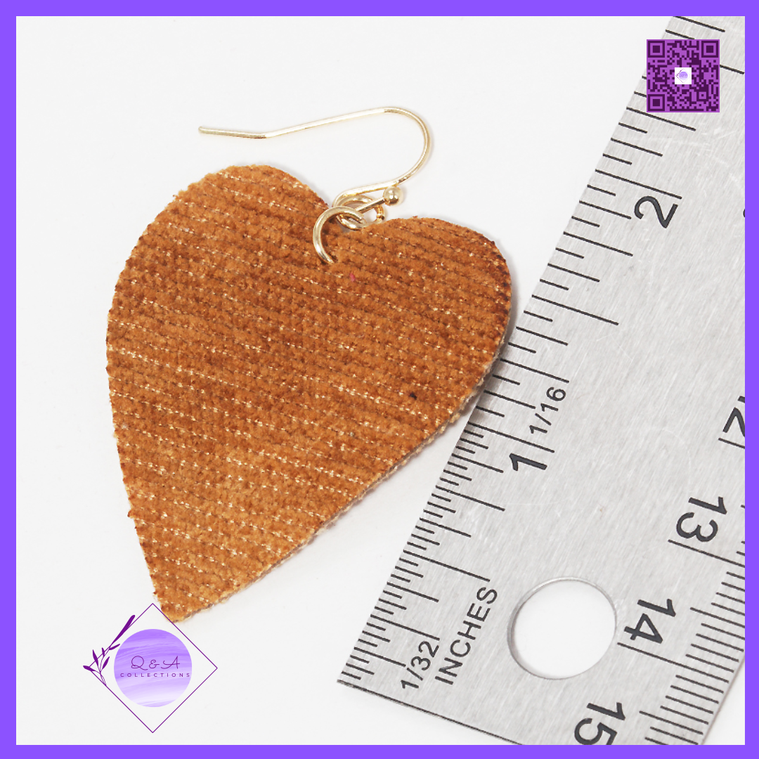 Leatherette Heart Dangle Drop Earrings