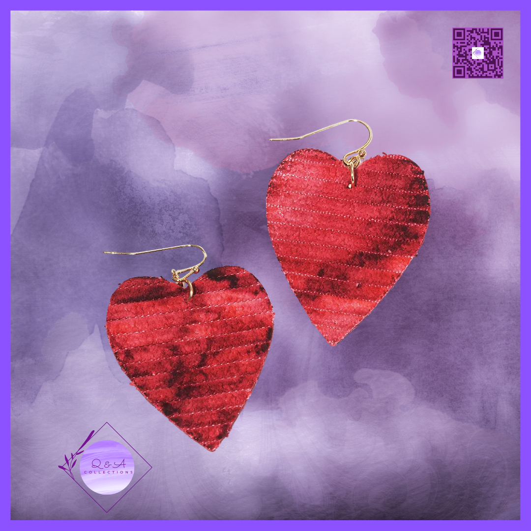Leatherette Heart Dangle Drop Earrings