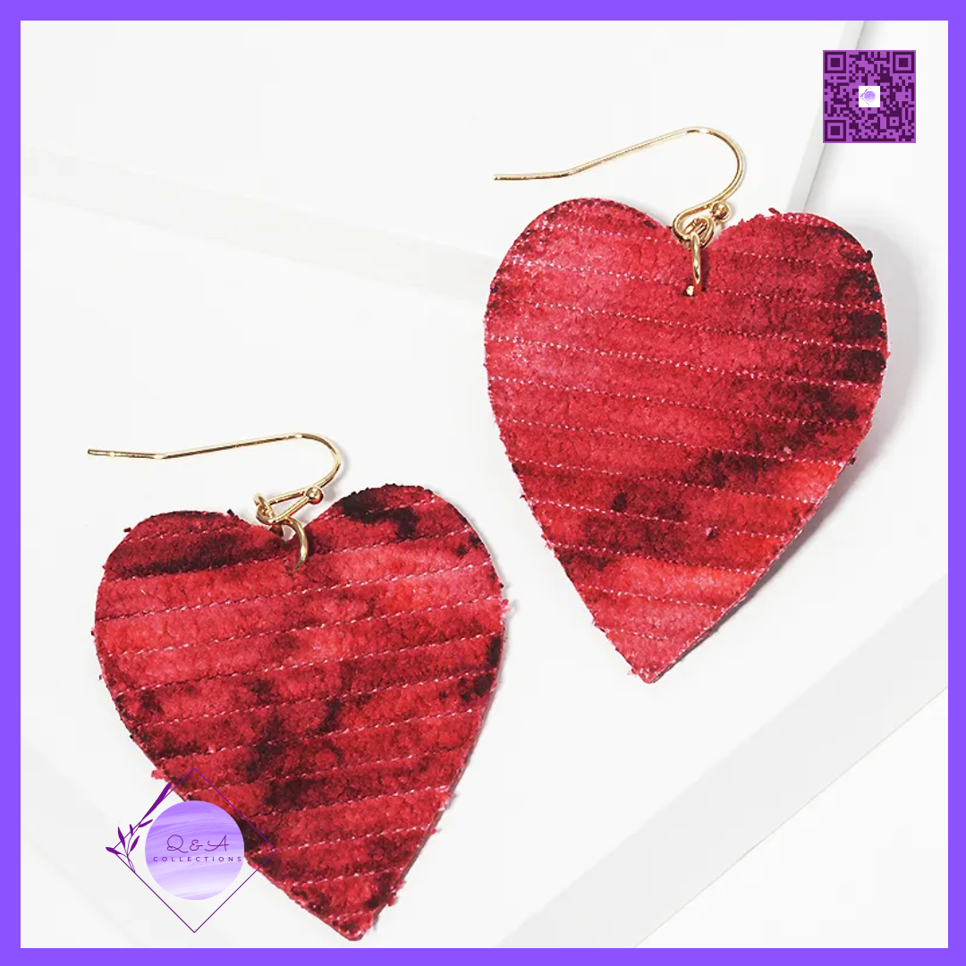 Leatherette Heart Dangle Drop Earrings