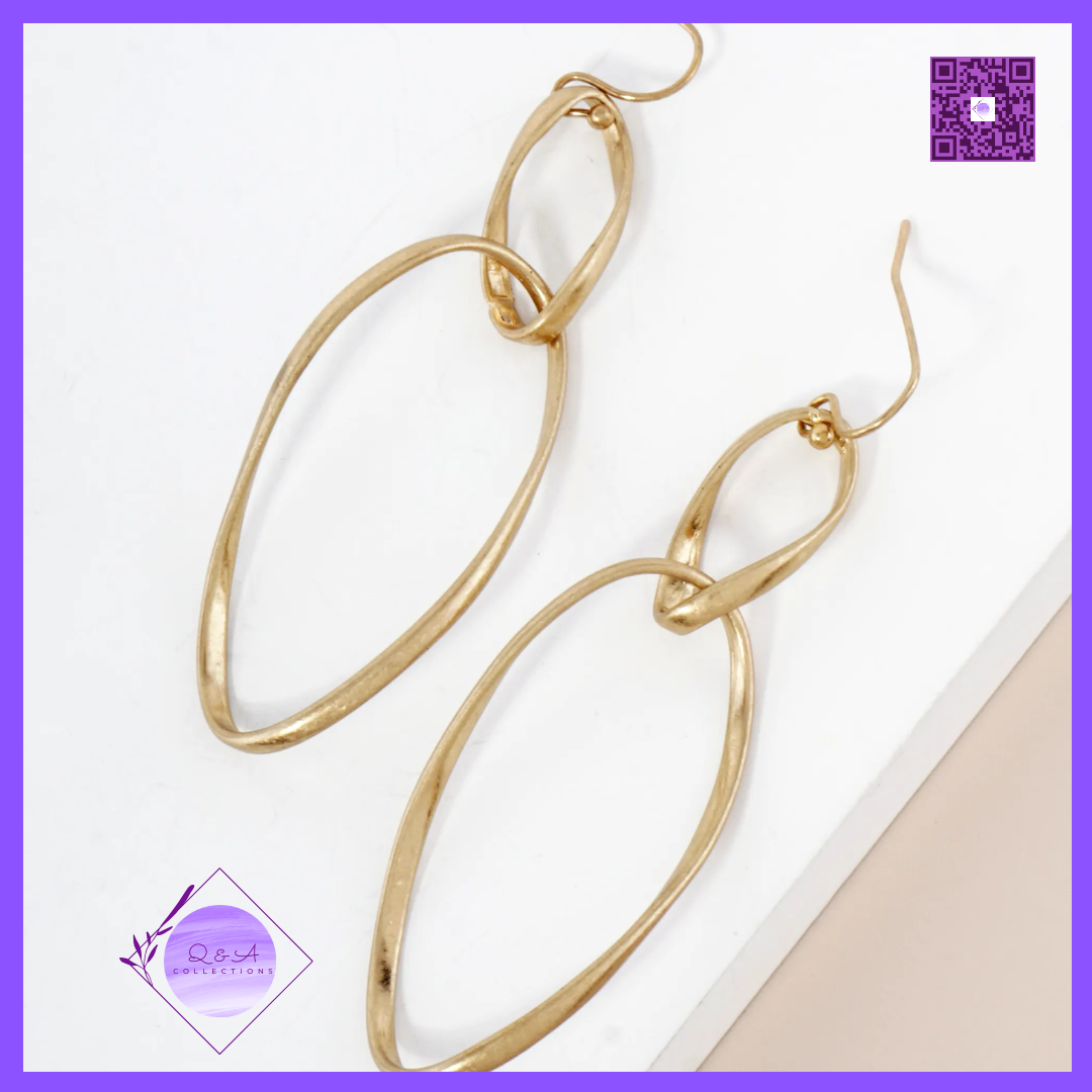 Twisted Brass Linear Drop Earrings