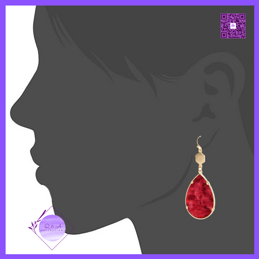 Brushed Hexagon Leatherette Teardrop Dangle Drop Earrings