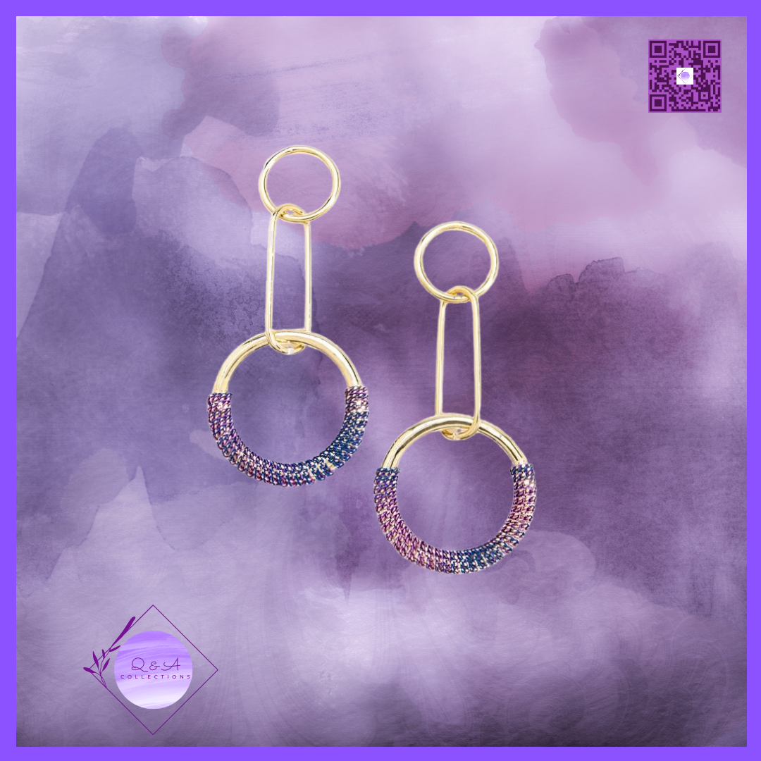 Ombre Chain Circle Earrings