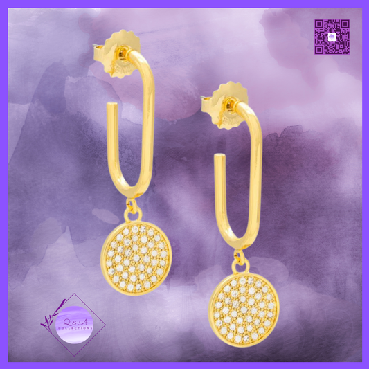 Pave Disc Drop Earrings