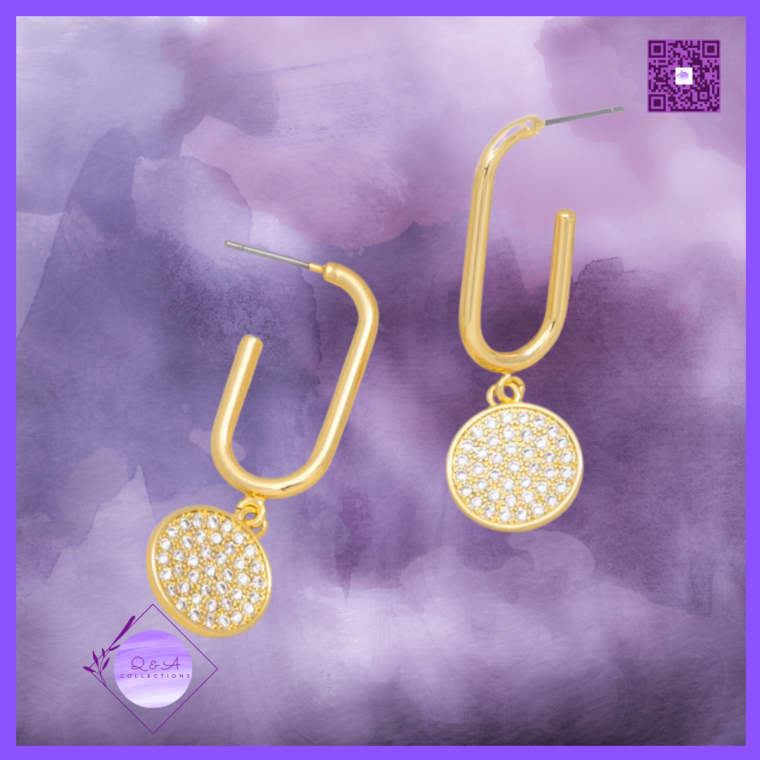 Pave Disc Drop Earrings