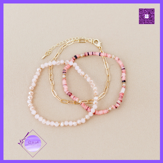 Gold and Peach Crystal Bracelet