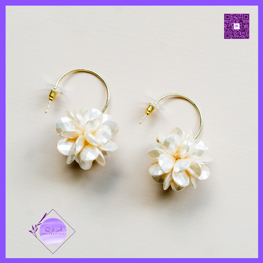 White Mother of Pearl Cluster Earrings