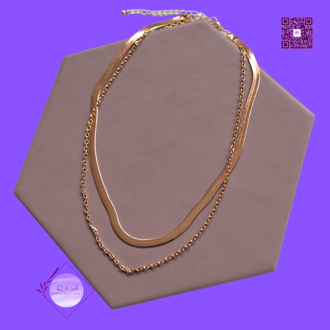 Double Layered Gold Herringbone Necklace