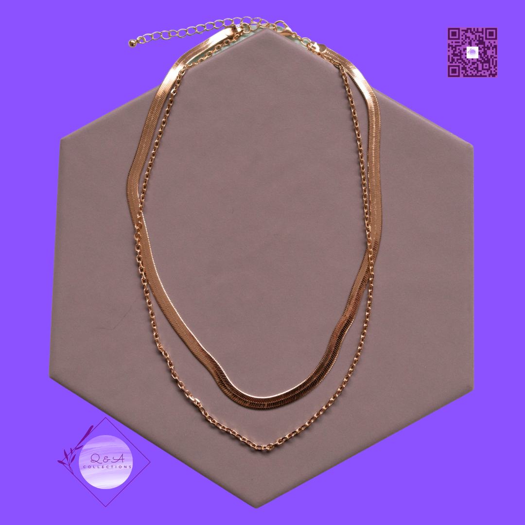 Double Layered Gold Herringbone Necklace