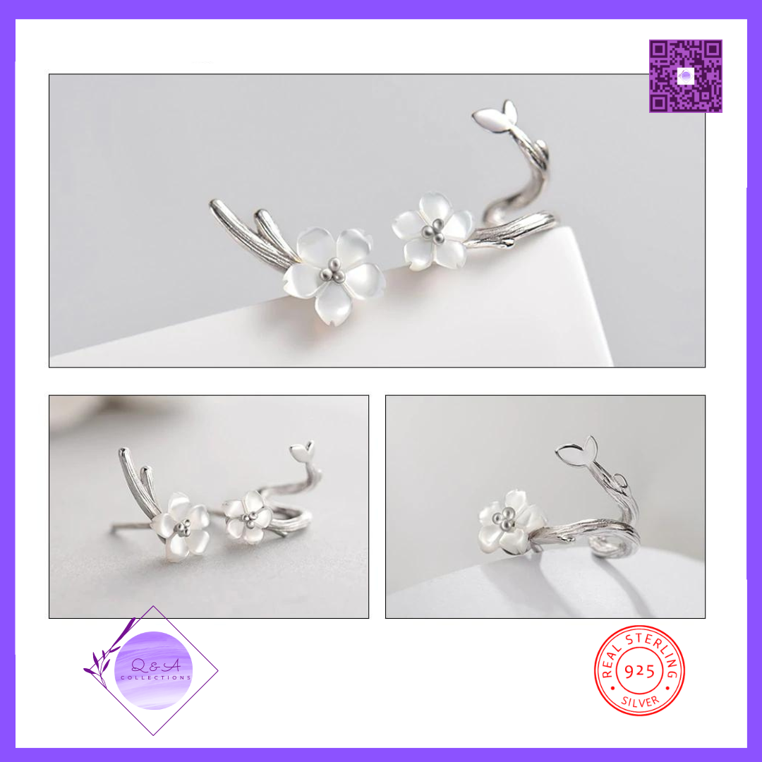 925 Sterling Silver Flower Earrings