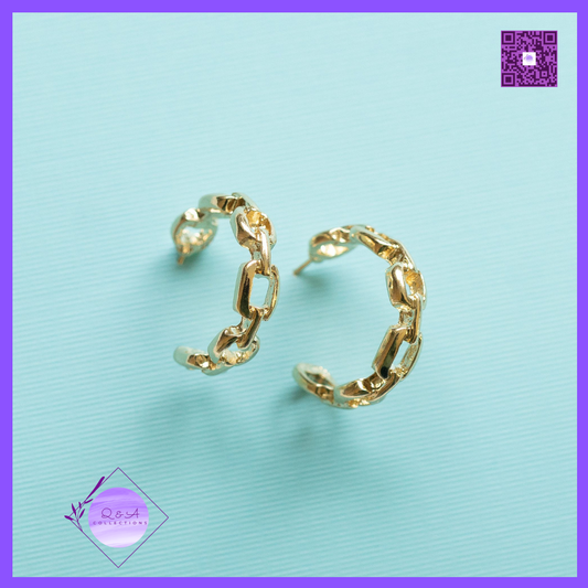 Gold Link Hoop Earrings