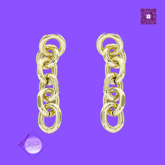 Gold Link Linear Earrings