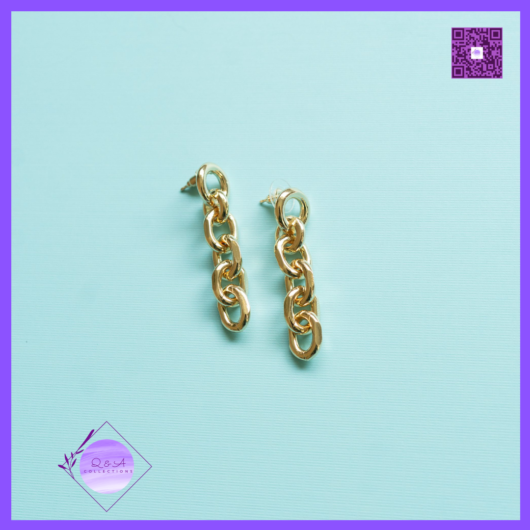 Gold Link Linear Earrings