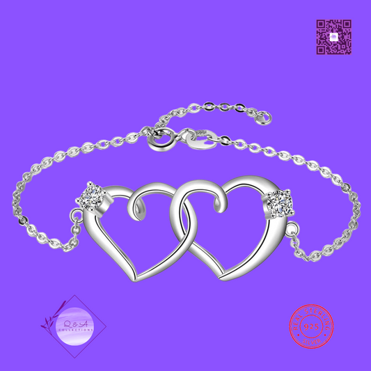 925 Sterling Silver Intertwined Heart Bracelets